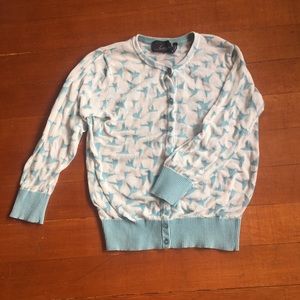 Sheer Cardigan With Abstract Bird Pattern